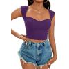 imageLYANER Womens Square Neck Ribbed Knit Sleeveless Slim Fit Solid Crop Top ShirtDark Purple