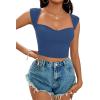 imageLYANER Womens Square Neck Ribbed Knit Sleeveless Slim Fit Solid Crop Top ShirtDusty Blue