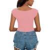 imageLYANER Womens Square Neck Ribbed Knit Sleeveless Slim Fit Solid Crop Top ShirtDusty Pink