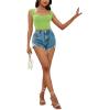 imageLYANER Womens Square Neck Ribbed Knit Sleeveless Slim Fit Solid Crop Top ShirtGrass Green