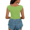 imageLYANER Womens Square Neck Ribbed Knit Sleeveless Slim Fit Solid Crop Top ShirtGrass Green
