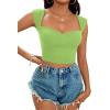 imageLYANER Womens Square Neck Ribbed Knit Sleeveless Slim Fit Solid Crop Top ShirtGrass Green