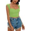 imageLYANER Womens Square Neck Ribbed Knit Sleeveless Slim Fit Solid Crop Top ShirtGrass Green