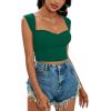 imageLYANER Womens Square Neck Ribbed Knit Sleeveless Slim Fit Solid Crop Top ShirtGreen