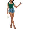 imageLYANER Womens Square Neck Ribbed Knit Sleeveless Slim Fit Solid Crop Top ShirtGreen