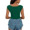 imageLYANER Womens Square Neck Ribbed Knit Sleeveless Slim Fit Solid Crop Top ShirtGreen