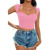 imageLYANER Womens Square Neck Ribbed Knit Sleeveless Slim Fit Solid Crop Top ShirtPink