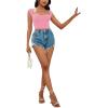 imageLYANER Womens Square Neck Ribbed Knit Sleeveless Slim Fit Solid Crop Top ShirtPink