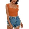 imageLYANER Womens Square Neck Ribbed Knit Sleeveless Slim Fit Solid Crop Top ShirtPumpkin Orange