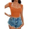 imageLYANER Womens Square Neck Ribbed Knit Sleeveless Slim Fit Solid Crop Top ShirtPumpkin Orange