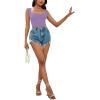 imageLYANER Womens Square Neck Ribbed Knit Sleeveless Slim Fit Solid Crop Top ShirtPurple