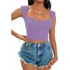 imageLYANER Womens Square Neck Ribbed Knit Sleeveless Slim Fit Solid Crop Top ShirtPurple