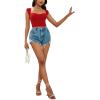 imageLYANER Womens Square Neck Ribbed Knit Sleeveless Slim Fit Solid Crop Top ShirtRed