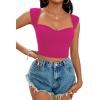 imageLYANER Womens Square Neck Ribbed Knit Sleeveless Slim Fit Solid Crop Top ShirtRose