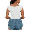 imageLYANER Womens Square Neck Ribbed Knit Sleeveless Slim Fit Solid Crop Top ShirtSolid White