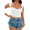 imageLYANER Womens Square Neck Ribbed Knit Sleeveless Slim Fit Solid Crop Top ShirtSolid White