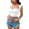 imageLYANER Womens Square Neck Ribbed Knit Sleeveless Slim Fit Solid Crop Top ShirtSolid White