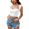 imageLYANER Womens Square Neck Ribbed Knit Sleeveless Slim Fit Solid Crop Top ShirtWhite