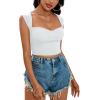 imageLYANER Womens Square Neck Ribbed Knit Sleeveless Slim Fit Solid Crop Top ShirtWhite