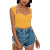 imageLYANER Womens Square Neck Ribbed Knit Sleeveless Slim Fit Solid Crop Top ShirtYellow