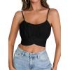 imageLYANER Womens Summer Square Neck Spaghetti Strap Wrap Tie Up Back Crop Top Cami BlouseBlack