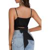 imageLYANER Womens Summer Square Neck Spaghetti Strap Wrap Tie Up Back Crop Top Cami BlouseBlack