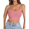 imageLYANER Womens Summer Square Neck Spaghetti Strap Wrap Tie Up Back Crop Top Cami BlouseLight Pink