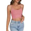 imageLYANER Womens Summer Square Neck Spaghetti Strap Wrap Tie Up Back Crop Top Cami BlouseLight Pink