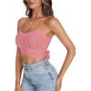 imageLYANER Womens Summer Square Neck Spaghetti Strap Wrap Tie Up Back Crop Top Cami BlouseLight Pink
