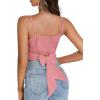 imageLYANER Womens Summer Square Neck Spaghetti Strap Wrap Tie Up Back Crop Top Cami BlouseLight Pink