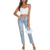 imageLYANER Womens Summer Square Neck Spaghetti Strap Wrap Tie Up Back Crop Top Cami BlouseWhite