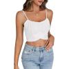 imageLYANER Womens Summer Square Neck Spaghetti Strap Wrap Tie Up Back Crop Top Cami BlouseWhite