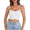 imageLYANER Womens Summer Square Neck Spaghetti Strap Wrap Tie Up Back Crop Top Cami BlouseWhite