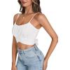 imageLYANER Womens Summer Square Neck Spaghetti Strap Wrap Tie Up Back Crop Top Cami BlouseWhite