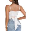 imageLYANER Womens Summer Square Neck Spaghetti Strap Wrap Tie Up Back Crop Top Cami BlouseWhite
