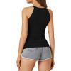 imageLYANER Womens Summer Tops Sleeveless Racerback Halter High Neck Basic Ribbed Fitted Tank BlousesBlack