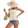 imageLYANER Womens Tie Shoulder Frill Shirred Ruffle Hem Sleeveless Strappy Cami Blouse Peplum TopBeige