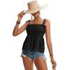 imageLYANER Womens Tie Shoulder Frill Shirred Ruffle Hem Sleeveless Strappy Cami Blouse Peplum TopBlack