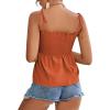 imageLYANER Womens Tie Shoulder Frill Shirred Ruffle Hem Sleeveless Strappy Cami Blouse Peplum TopBurnt Orange