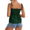 imageLYANER Womens Tie Shoulder Frill Shirred Ruffle Hem Sleeveless Strappy Cami Blouse Peplum TopDark Green