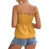 imageLYANER Womens Tie Shoulder Frill Shirred Ruffle Hem Sleeveless Strappy Cami Blouse Peplum TopGinger
