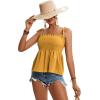 imageLYANER Womens Tie Shoulder Frill Shirred Ruffle Hem Sleeveless Strappy Cami Blouse Peplum TopGinger