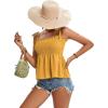imageLYANER Womens Tie Shoulder Frill Shirred Ruffle Hem Sleeveless Strappy Cami Blouse Peplum TopGinger