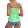 imageLYANER Womens Tie Shoulder Frill Shirred Ruffle Hem Sleeveless Strappy Cami Blouse Peplum TopMint Green