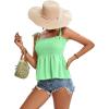 imageLYANER Womens Tie Shoulder Frill Shirred Ruffle Hem Sleeveless Strappy Cami Blouse Peplum TopMint Green