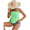 imageLYANER Womens Tie Shoulder Frill Shirred Ruffle Hem Sleeveless Strappy Cami Blouse Peplum TopMint Green