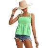 imageLYANER Womens Tie Shoulder Frill Shirred Ruffle Hem Sleeveless Strappy Cami Blouse Peplum TopMint Green