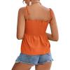 imageLYANER Womens Tie Shoulder Frill Shirred Ruffle Hem Sleeveless Strappy Cami Blouse Peplum TopOrange