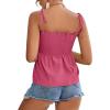 imageLYANER Womens Tie Shoulder Frill Shirred Ruffle Hem Sleeveless Strappy Cami Blouse Peplum TopRose