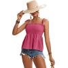 imageLYANER Womens Tie Shoulder Frill Shirred Ruffle Hem Sleeveless Strappy Cami Blouse Peplum TopRose